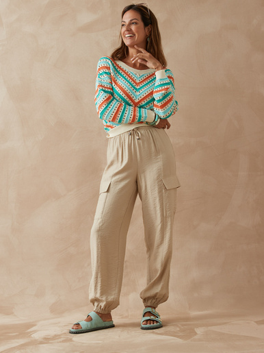 Pantalon cargo élastiqué