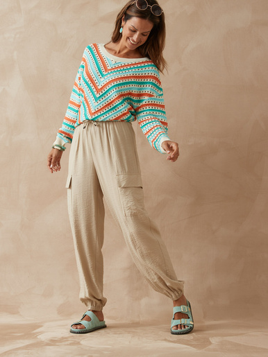 Pantalon cargo élastiqué