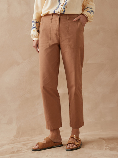 Pantalon 7/8ème en toile extensible - Daxon - Camel