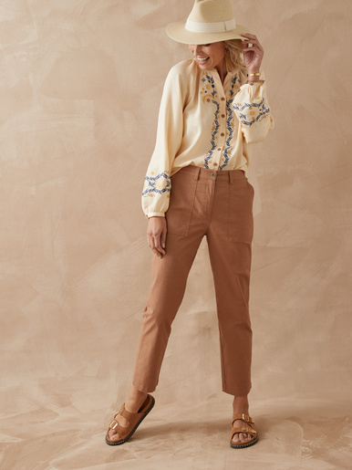 Pantalon 7/8ème en toile extensible - Daxon - Camel