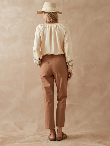 Pantalon 7/8ème en toile extensible - Daxon - Camel
