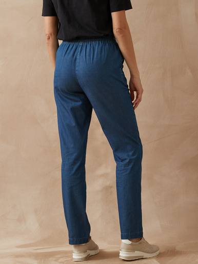 Pantalon élastiqué en chambray