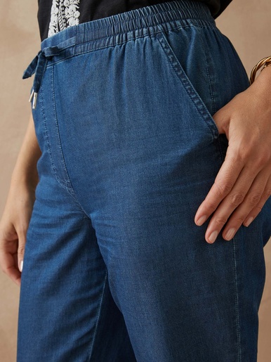 Pantalon élastiqué en chambray