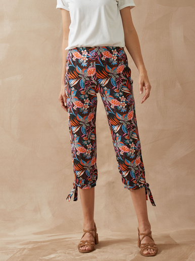 Pantacourt en maille style sarouel - Daxon - Imprimé noir