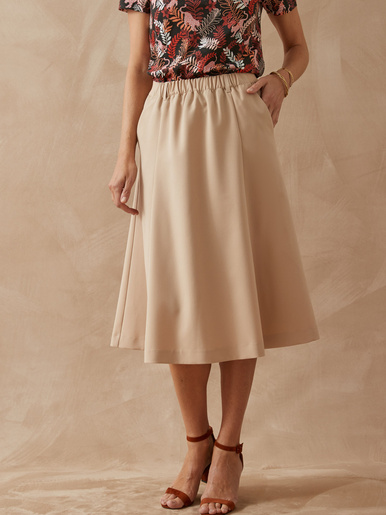 Jupe évasée à panneaux - Daxon - Beige
