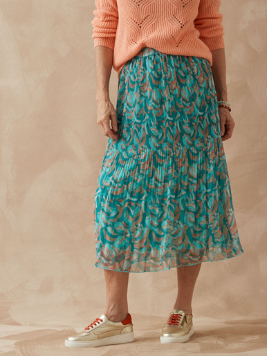 Jupe au plissé permanent - Daxon - Imprimé vert