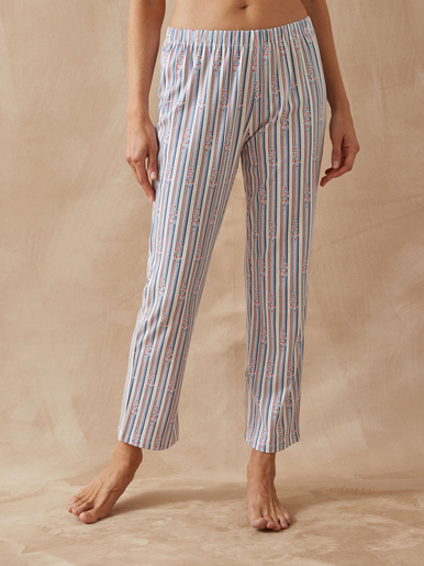 Pantalon de pyjama maille pur coton - Daxon - Rayé blanc