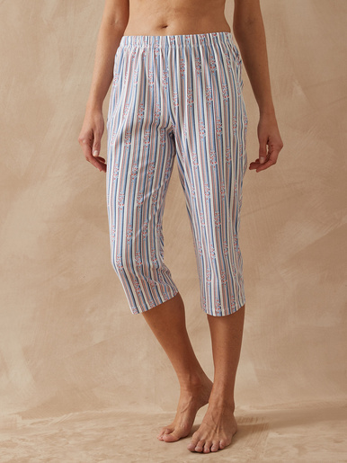 Pantacourt de pyjama maille pur coton - Daxon - Rayé blanc
