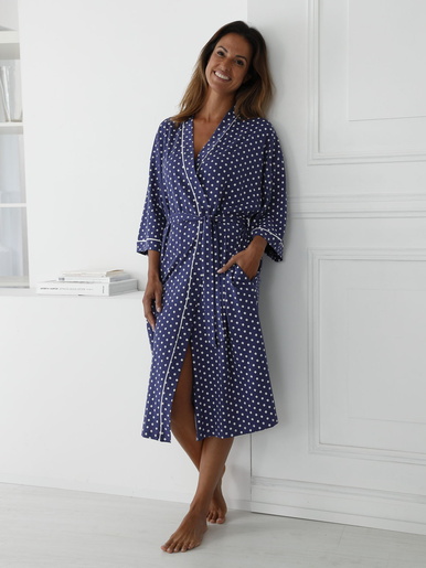 Peignoir kimono en maille - Daxon - Marine