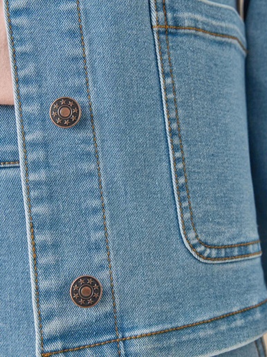 Veste en jean col rond surpiquée