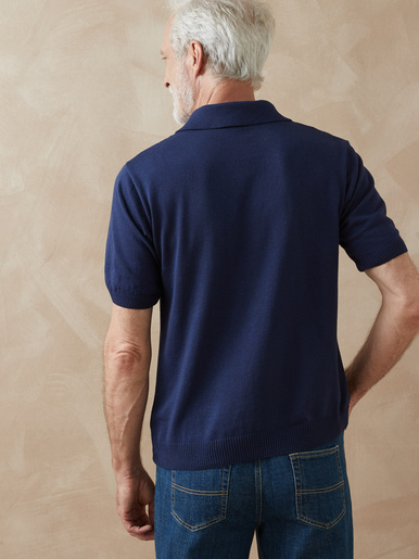 Pull polo zippé manches courtes