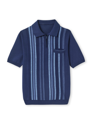 Pull polo zippé manches courtes