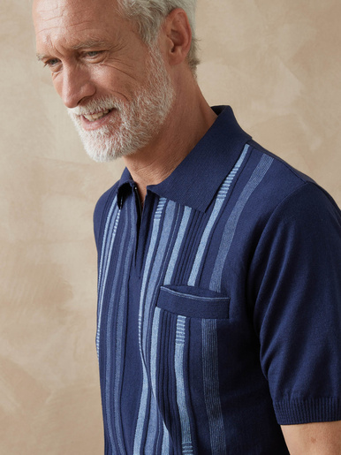 Pull polo zippé manches courtes