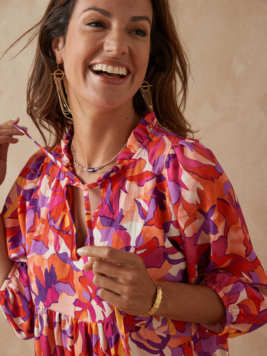 Robe encolure tunisienne volantée