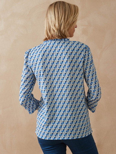 Tee-shirt maille gaufrée col volanté