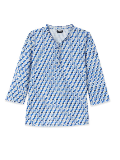 Tee-shirt maille gaufrée col volanté