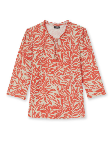 Tee-shirt maille gaufrée col volanté