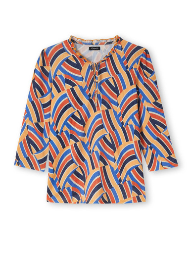 Tee-shirt maille gaufrée col volanté