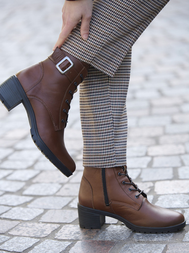 Boots cuir doublées suédine - Pédiconfort - Marron