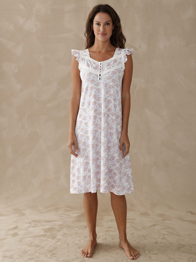 Chemise de nuit courte à bretelles - Daxon - Imprimé rose