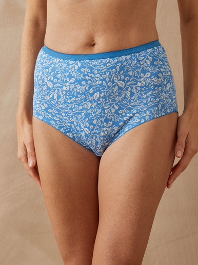 Lot de 4 culottes pur coton - Daxon - Imprimé blanc fond bleu