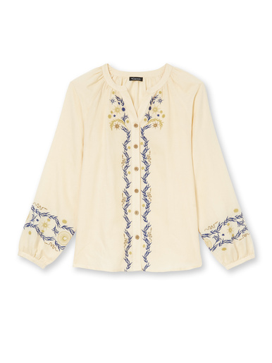 Blouse brodée avec lin