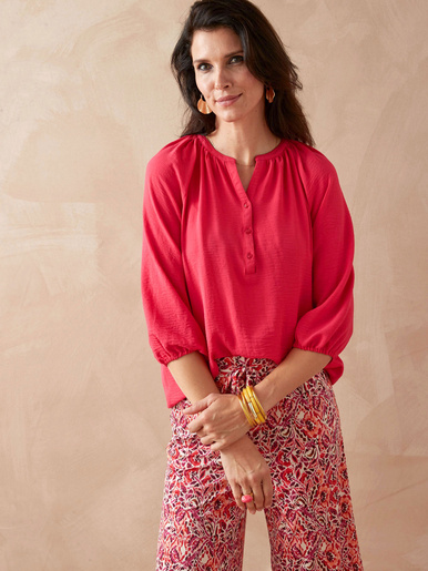Blouse fluide manches bouffantes - Daxon - Rose