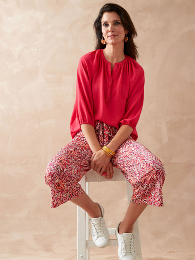 Blouse fluide manches bouffantes - Daxon - Rose