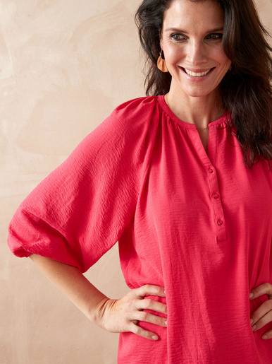 Blouse fluide manches bouffantes - Daxon - Rose