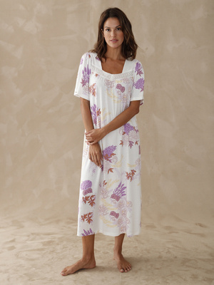 Chemise de nuit longue manches papillon