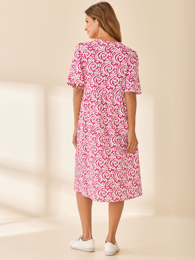 Robe évasée élastiquée taille