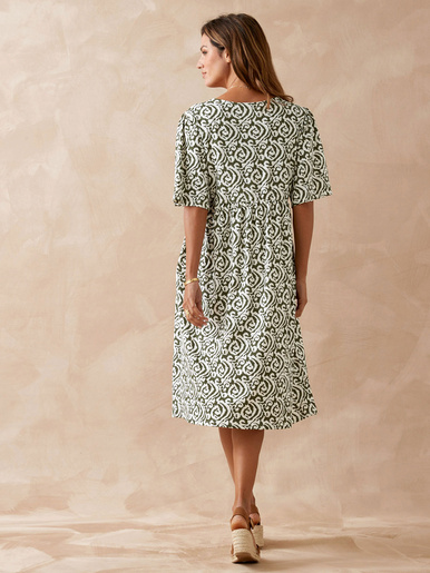 Robe évasée élastiquée taille