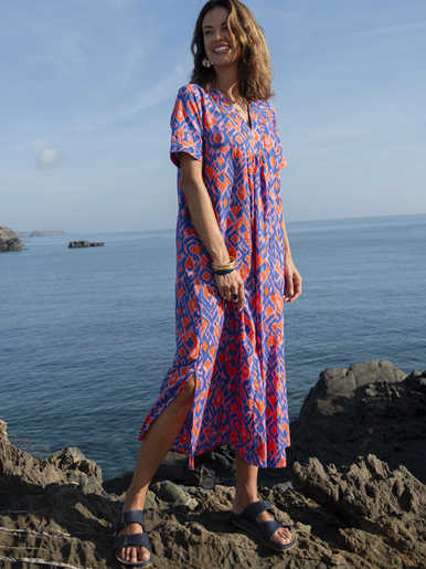 Robe longue pur coton - Daxon - Bleu