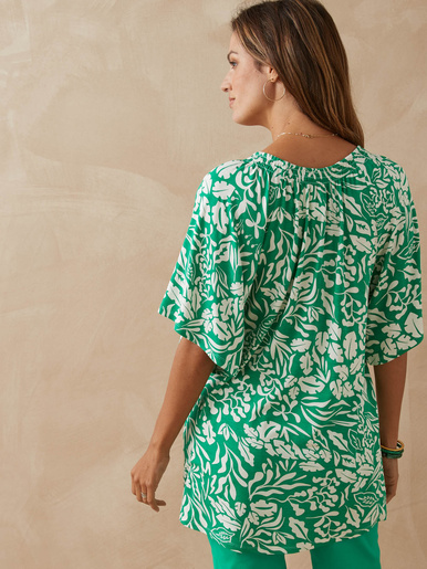 Tee-shirt V smocks au dos