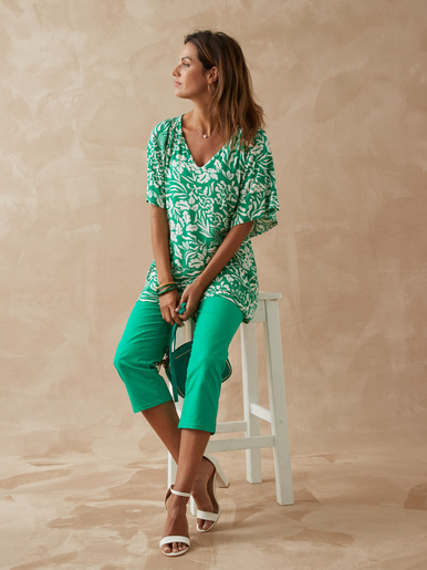 Tee-shirt V smocks au dos
