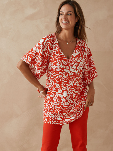 Tee-shirt V smocks au dos