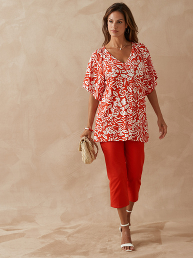 Tee-shirt V smocks au dos