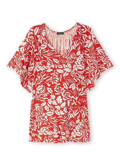 Tee-shirt V smocks au dos