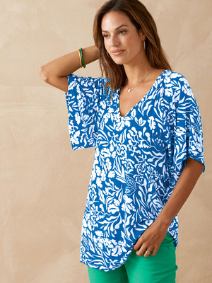 Tee-shirt V smocks au dos
