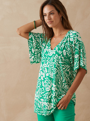 Tee-shirt V smocks au dos