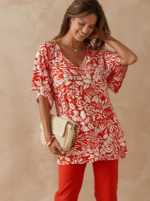 Tee-shirt V smocks au dos