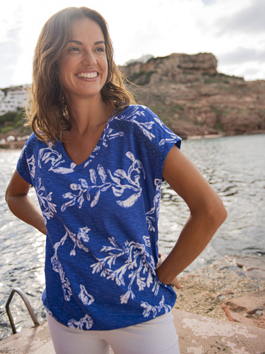 Tee-shirt base resserrée - Daxon - Imprimé bleu