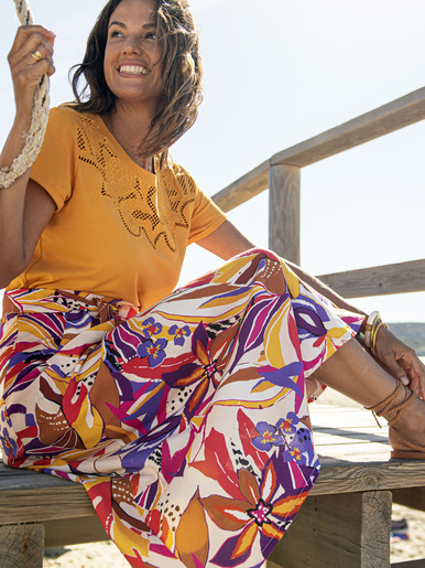 Jupe évasée - Daxon - Imprimé multicolore