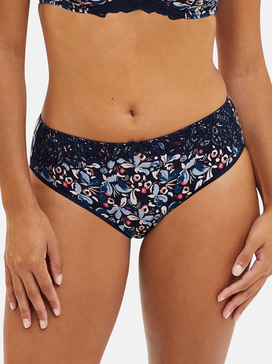 Slip coton Flora - Sans Complexe - Imprime floral bleu & rose pale
