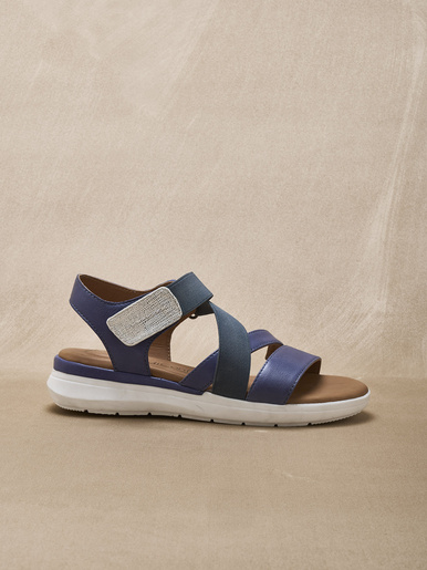 Sandales cuir à scratch et élastiques