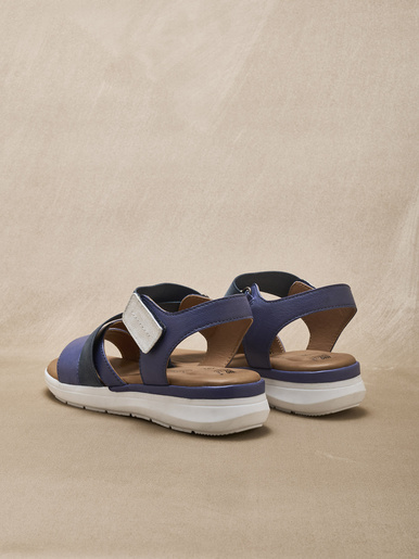 Sandales cuir à scratch et élastiques