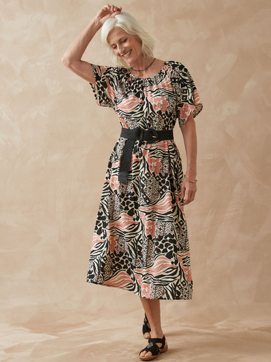 Robe ample - Daxon - Imprimé fond ecru