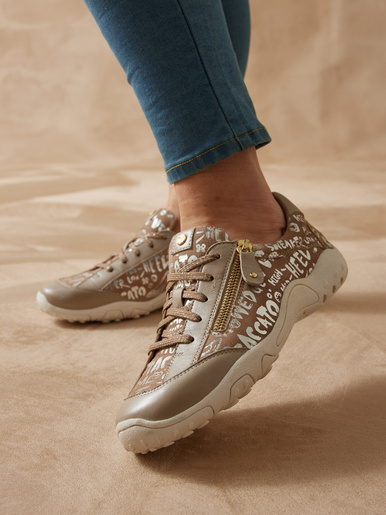 Derbies cuir motifs brillants - Pédiconfort - Beige