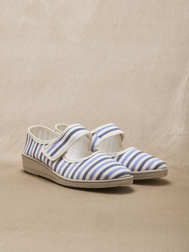 Babies ajustables par 1 patte scratch - Pédiconfort - Rayé bleu