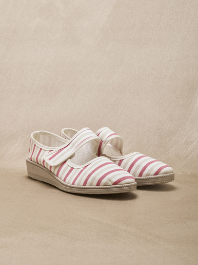 Babies ajustables par 1 patte scratch - Pédiconfort - Rayé rouge